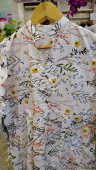 White Printed Cotton Long Frock