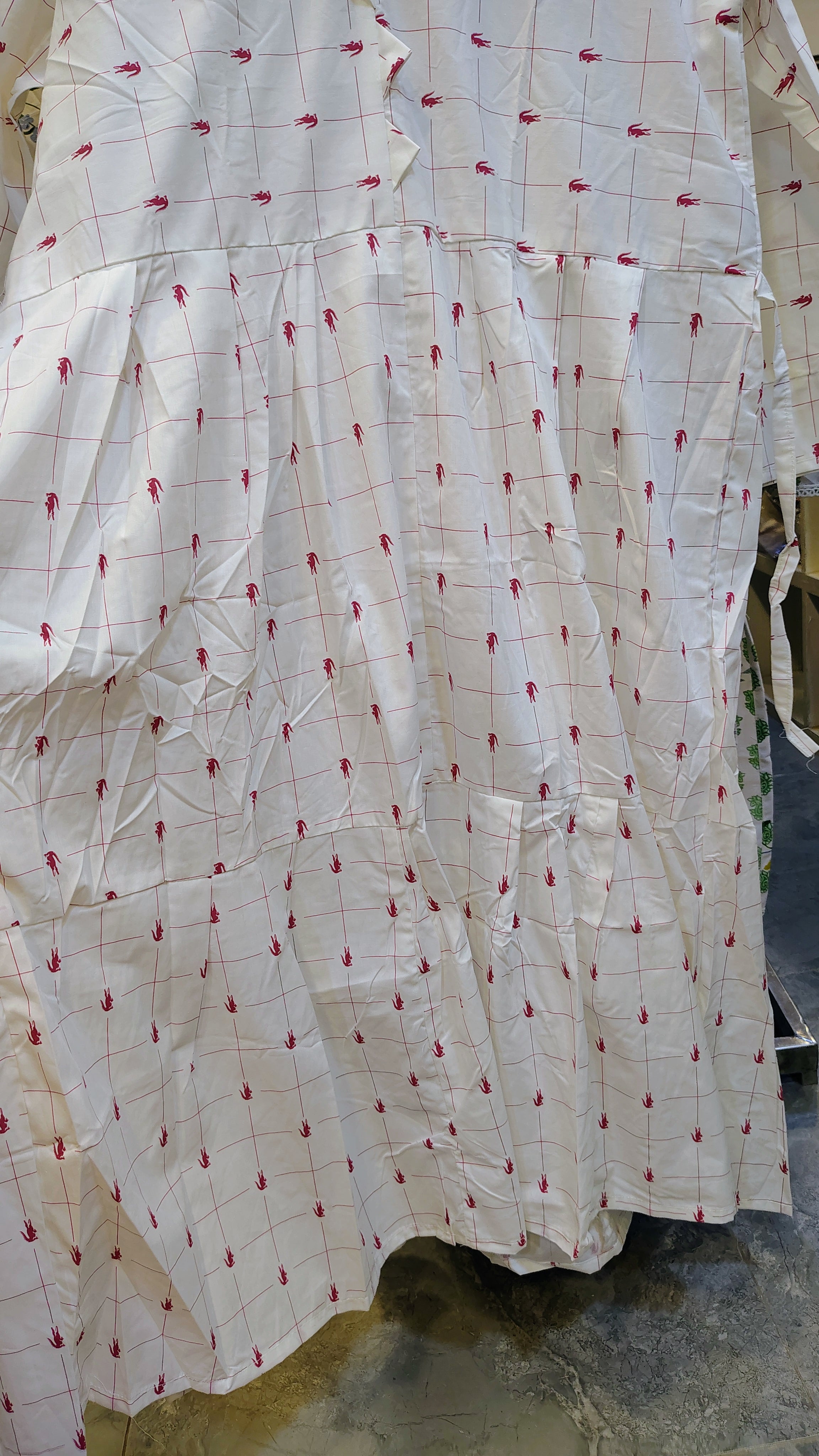 White Floral Printed Cotton Long Frock