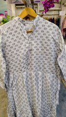 White Printed Cotton Long Frock