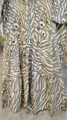 Grey & White Printed Cotton Long Frock