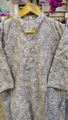 Grey Printed Cotton Long Frock