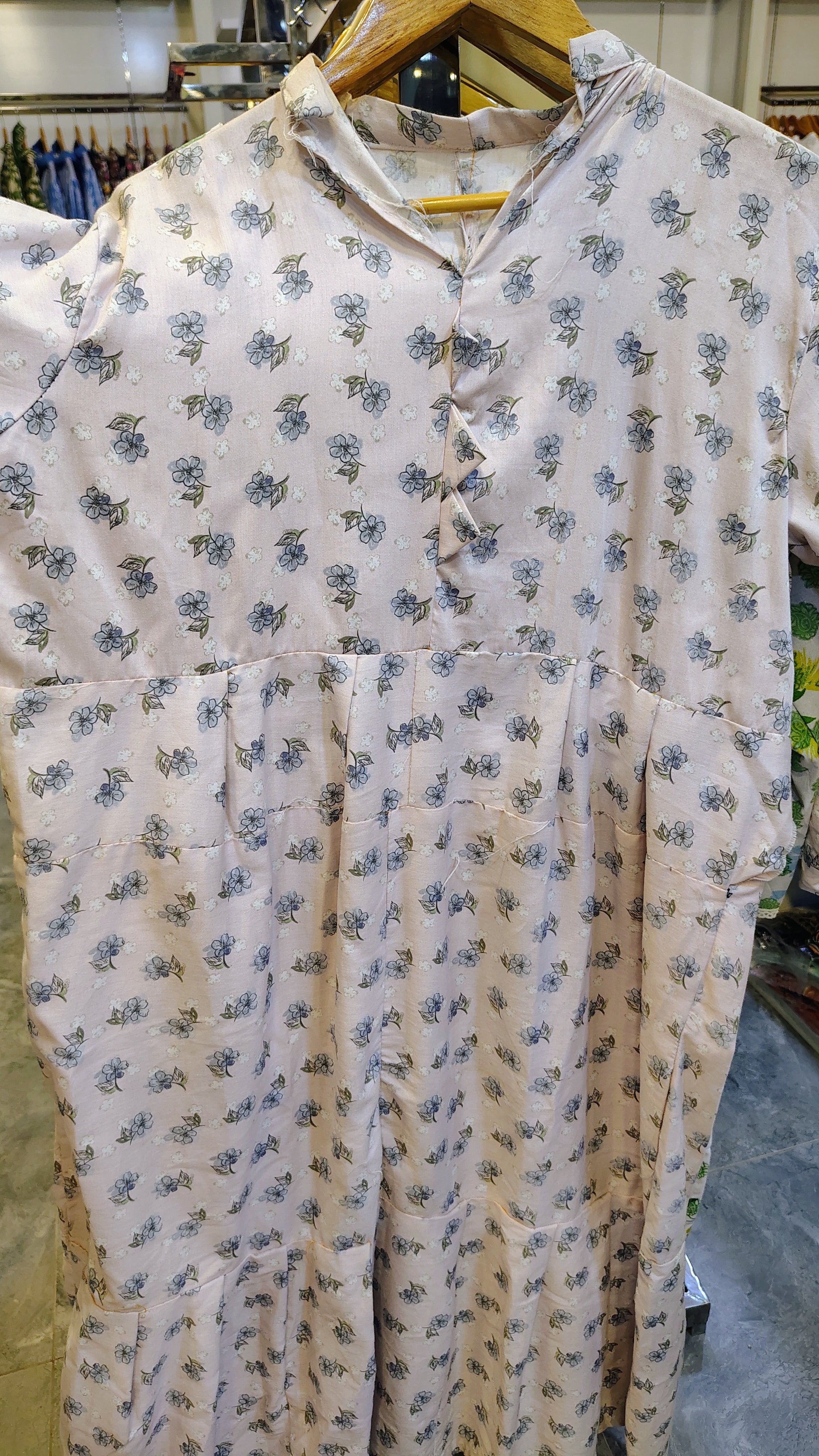 Floral Printed Cotton Long Frock