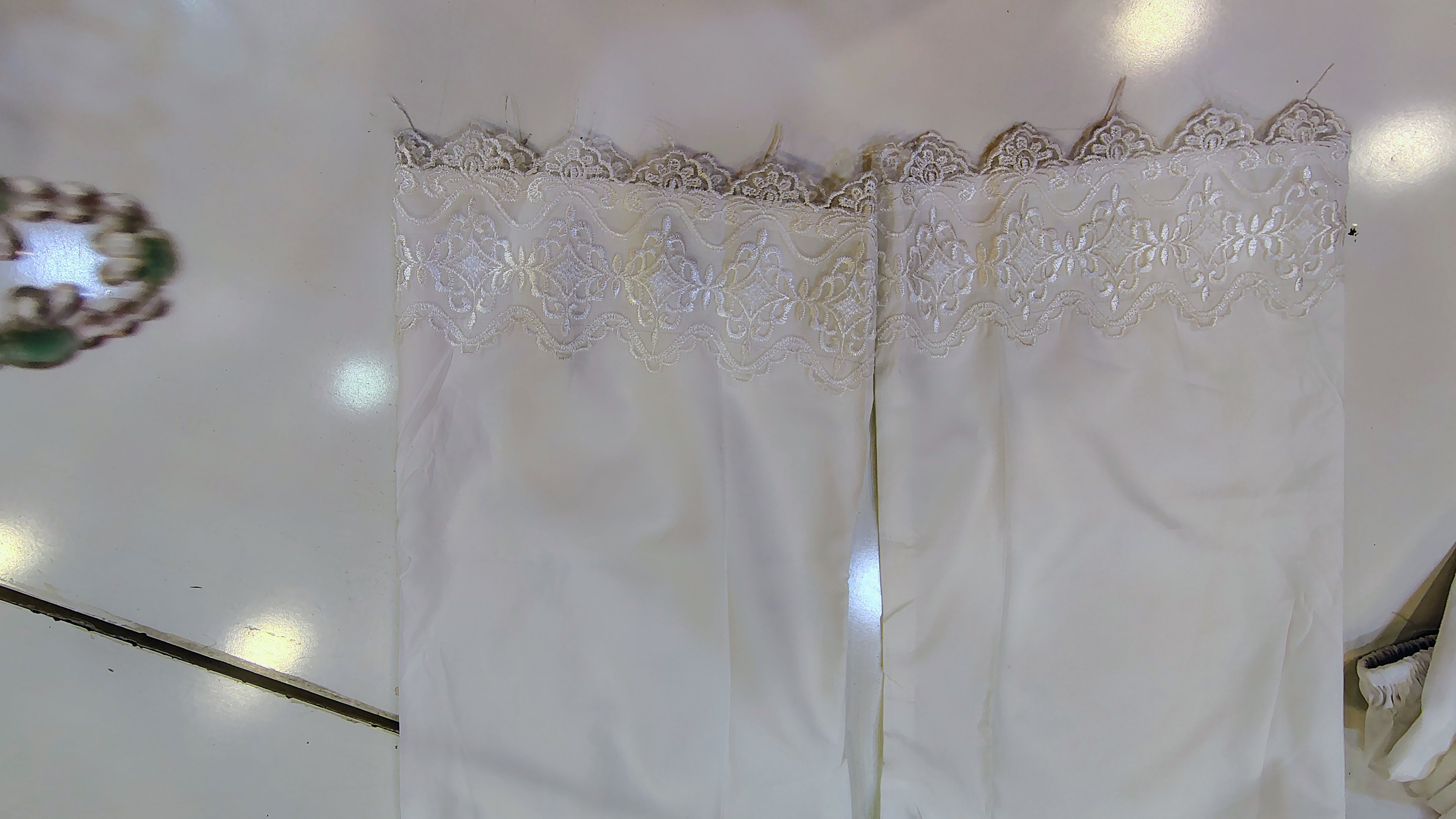 White Lace Detail Wide-Leg Trouser