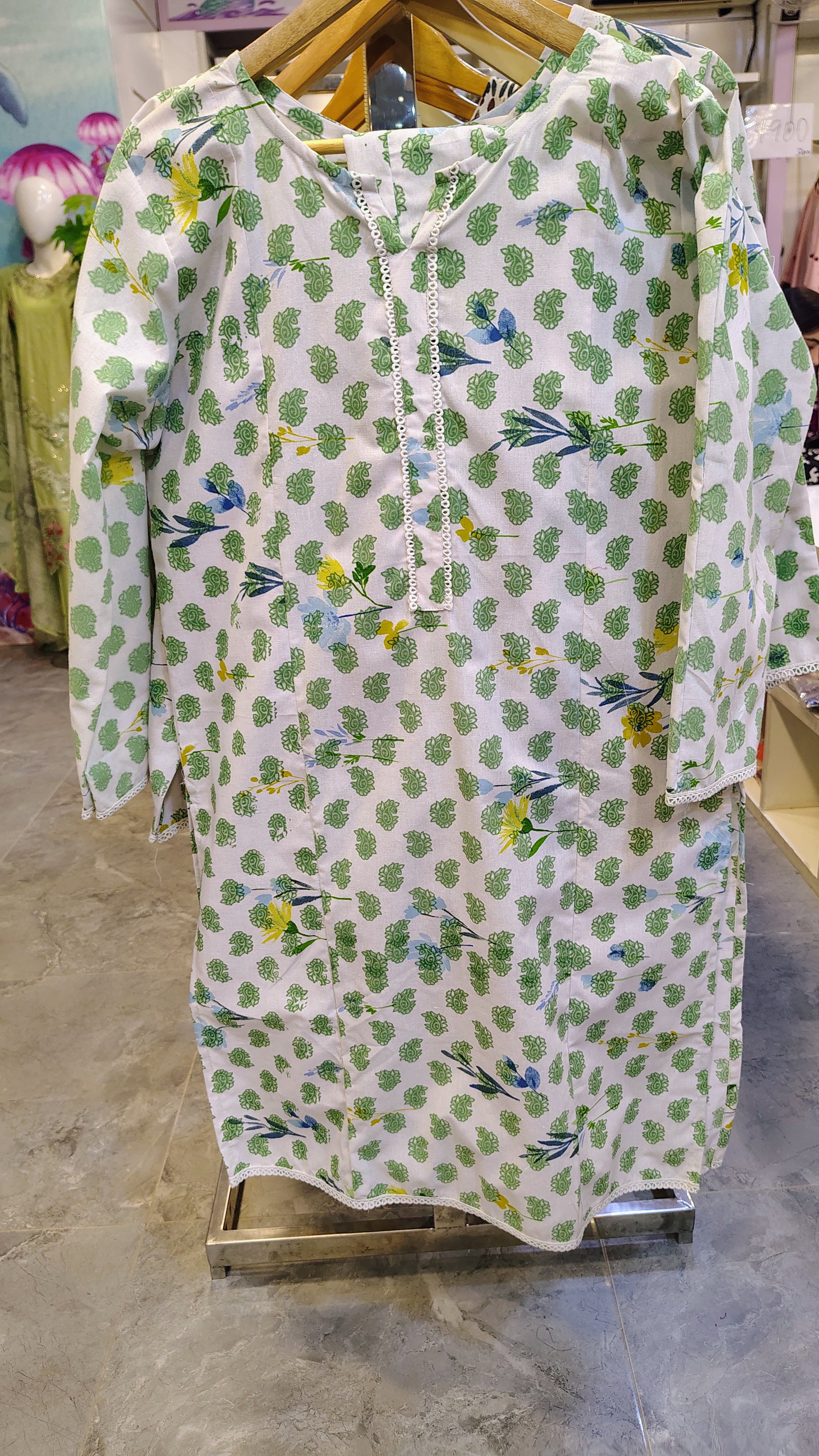 Elegant Light Cotton 2-Piece Printed Suit