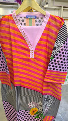 Light Purple & Pink Printed 2-Piece Stitched Suit