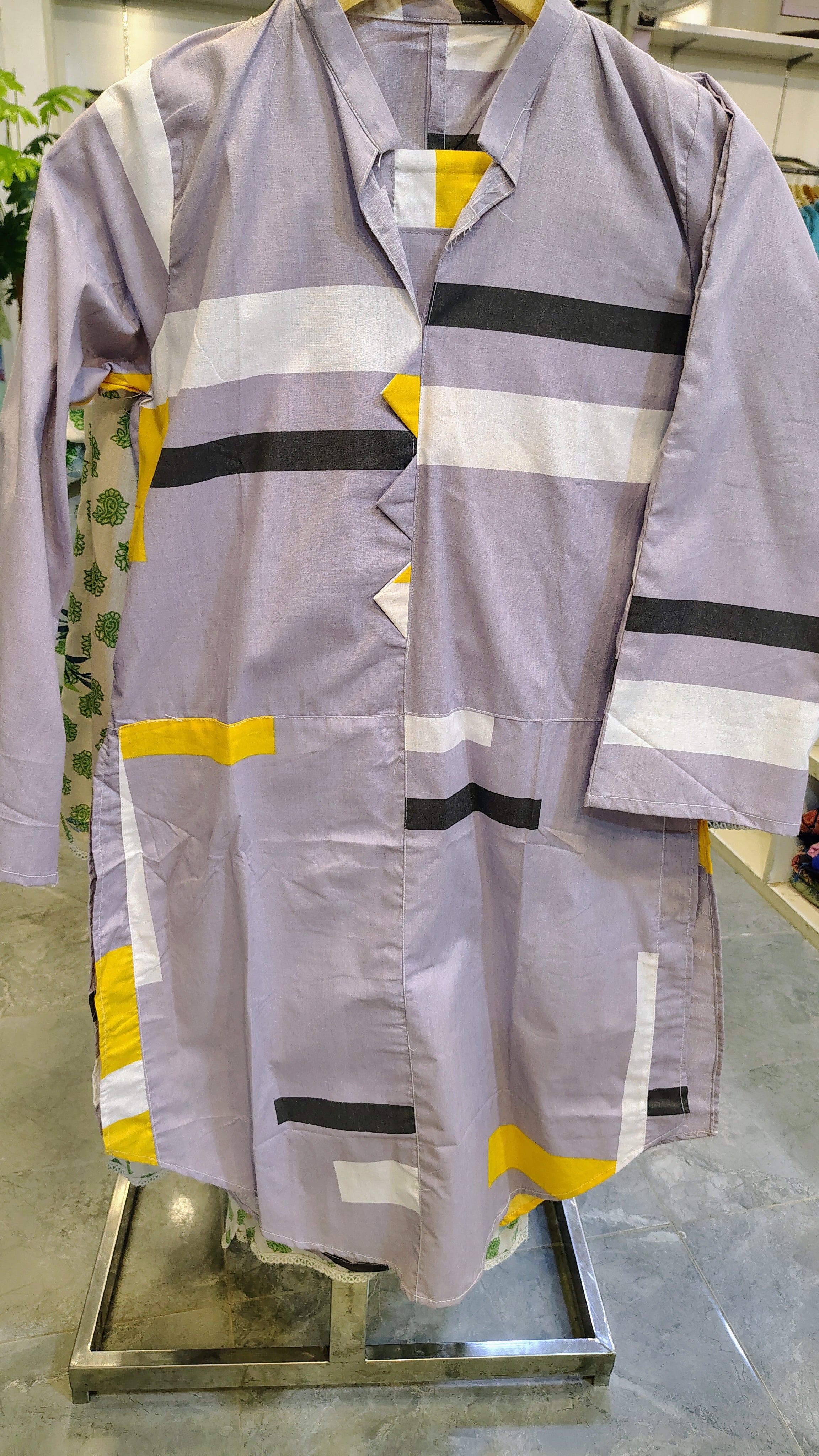 Light Purple Block Printed 2-Piece Cotton Suit