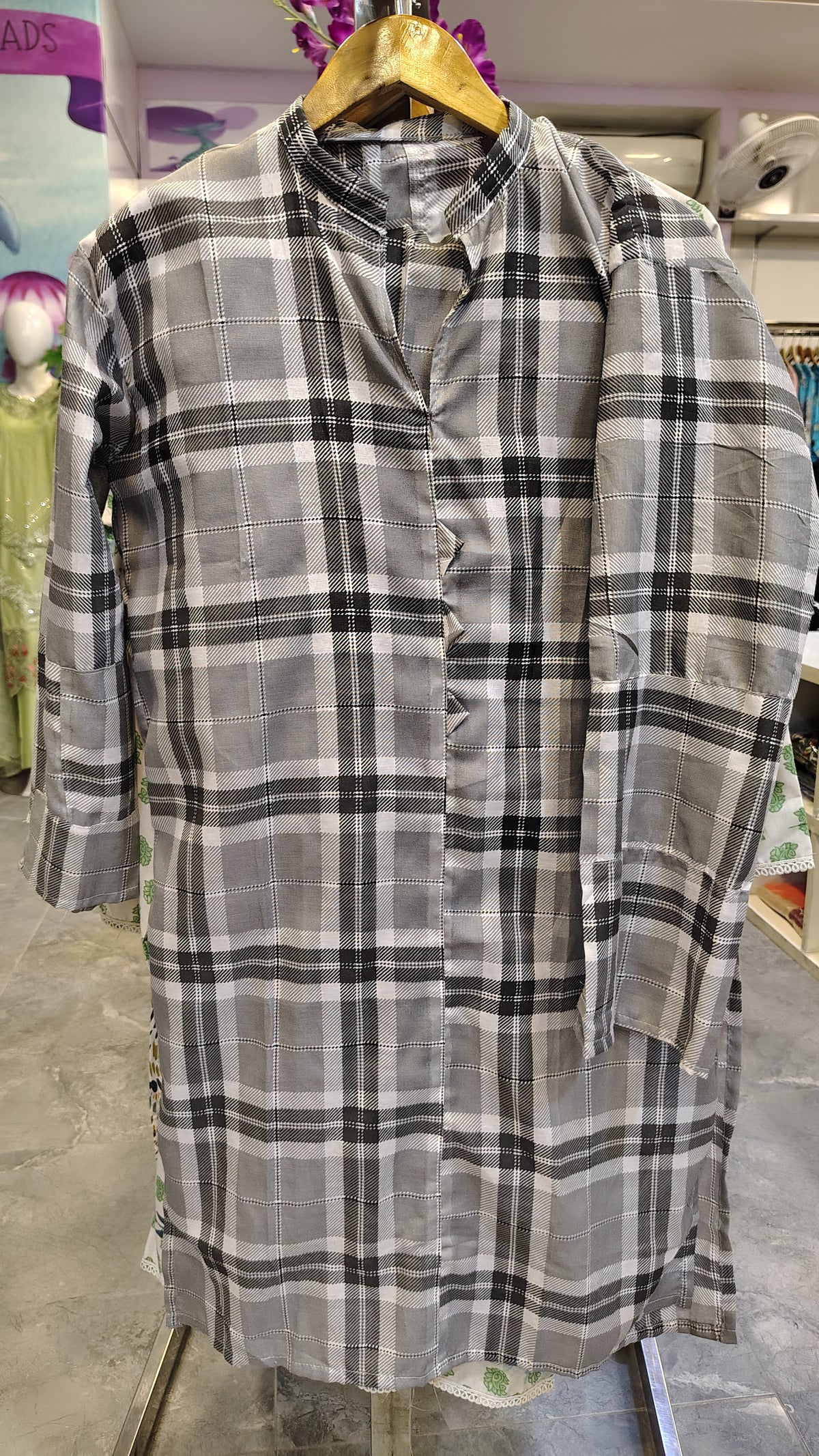 Grey 2-Piece Cotton Suit with Black Lining