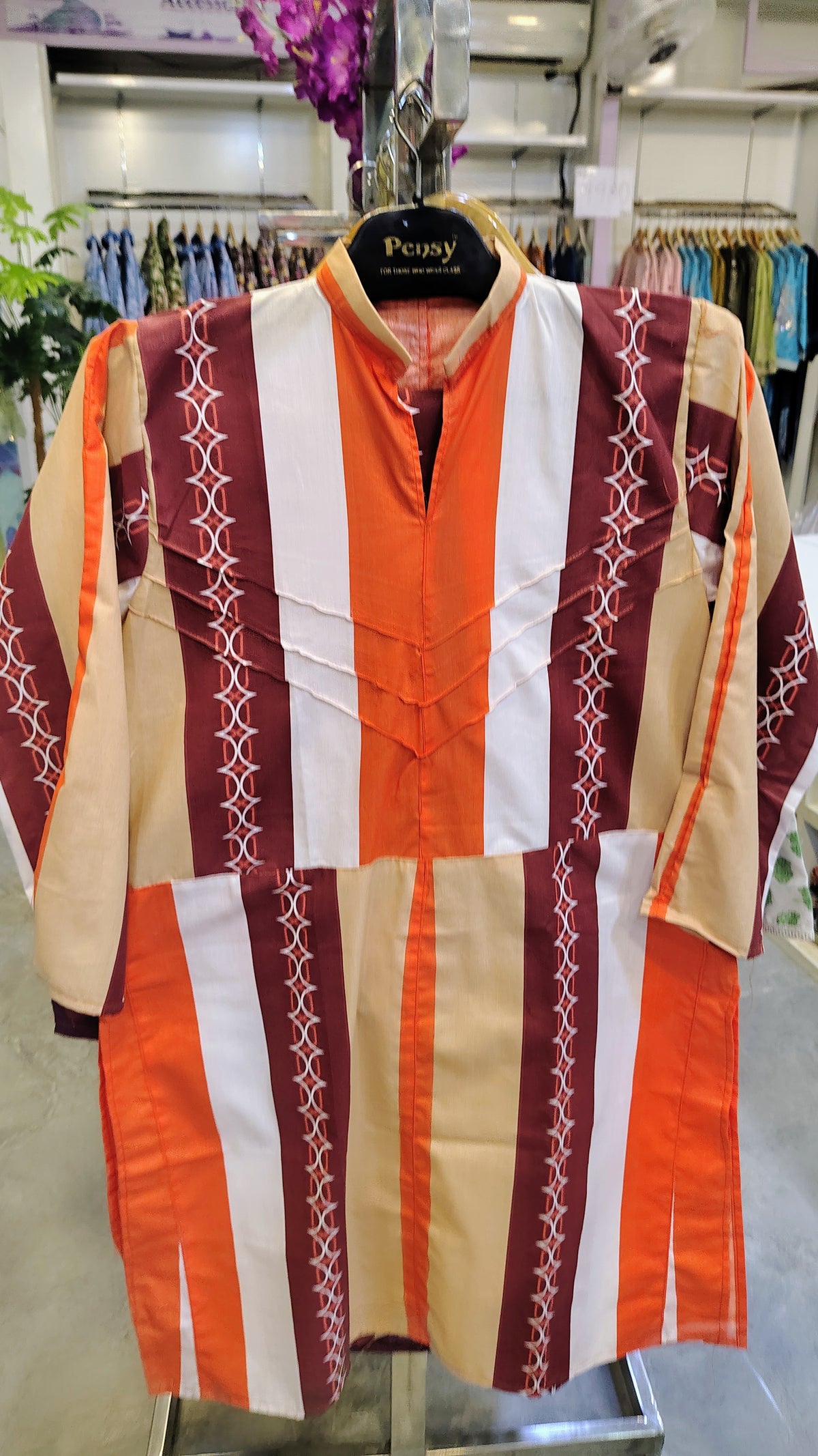 Vibrant Orange 2-Piece Cotton Printed Suit