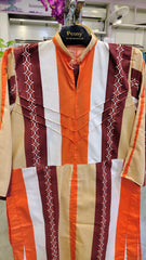 Vibrant Orange 2-Piece Cotton Printed Suit