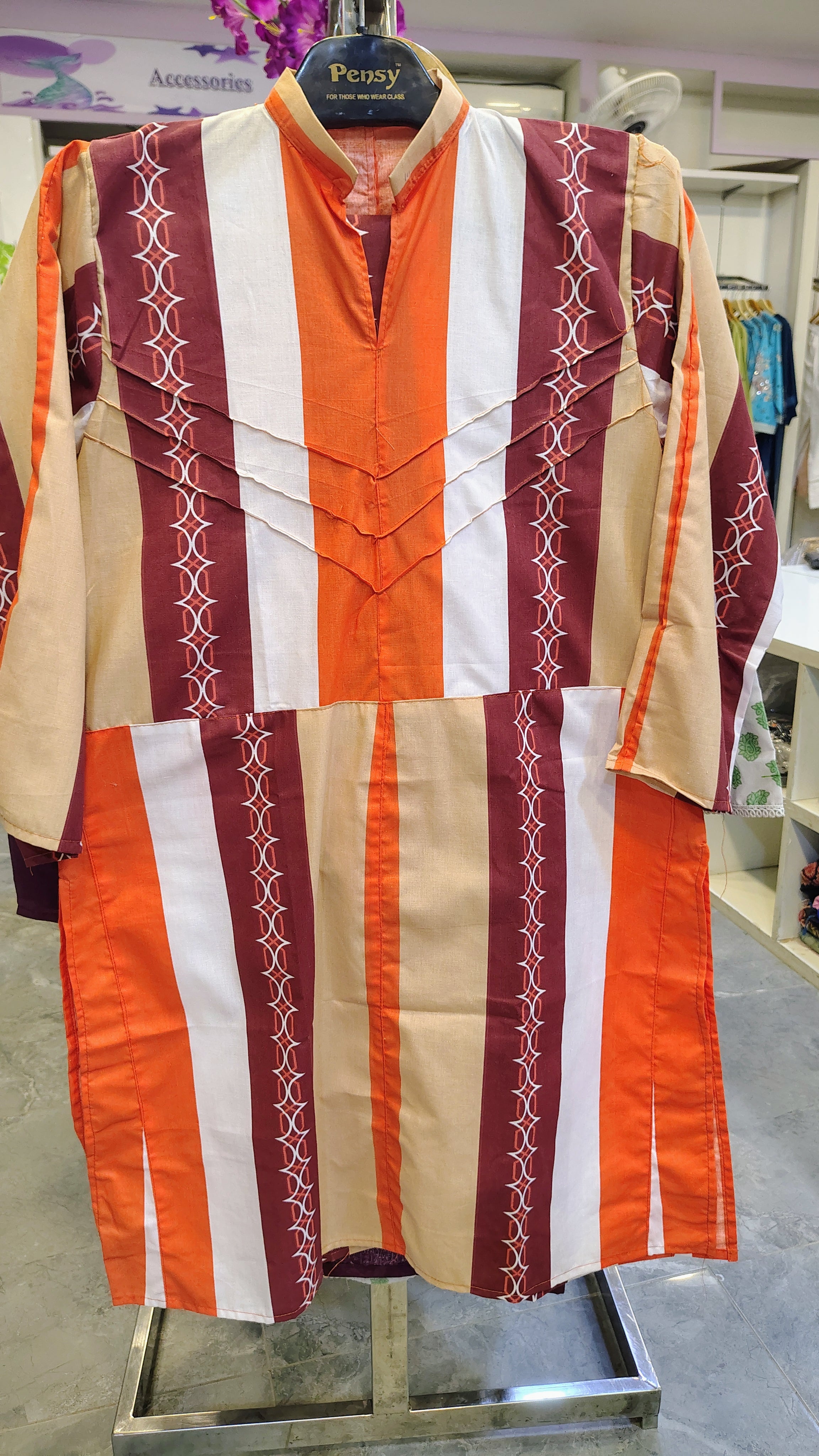 Vibrant Orange 2-Piece Cotton Printed Suit