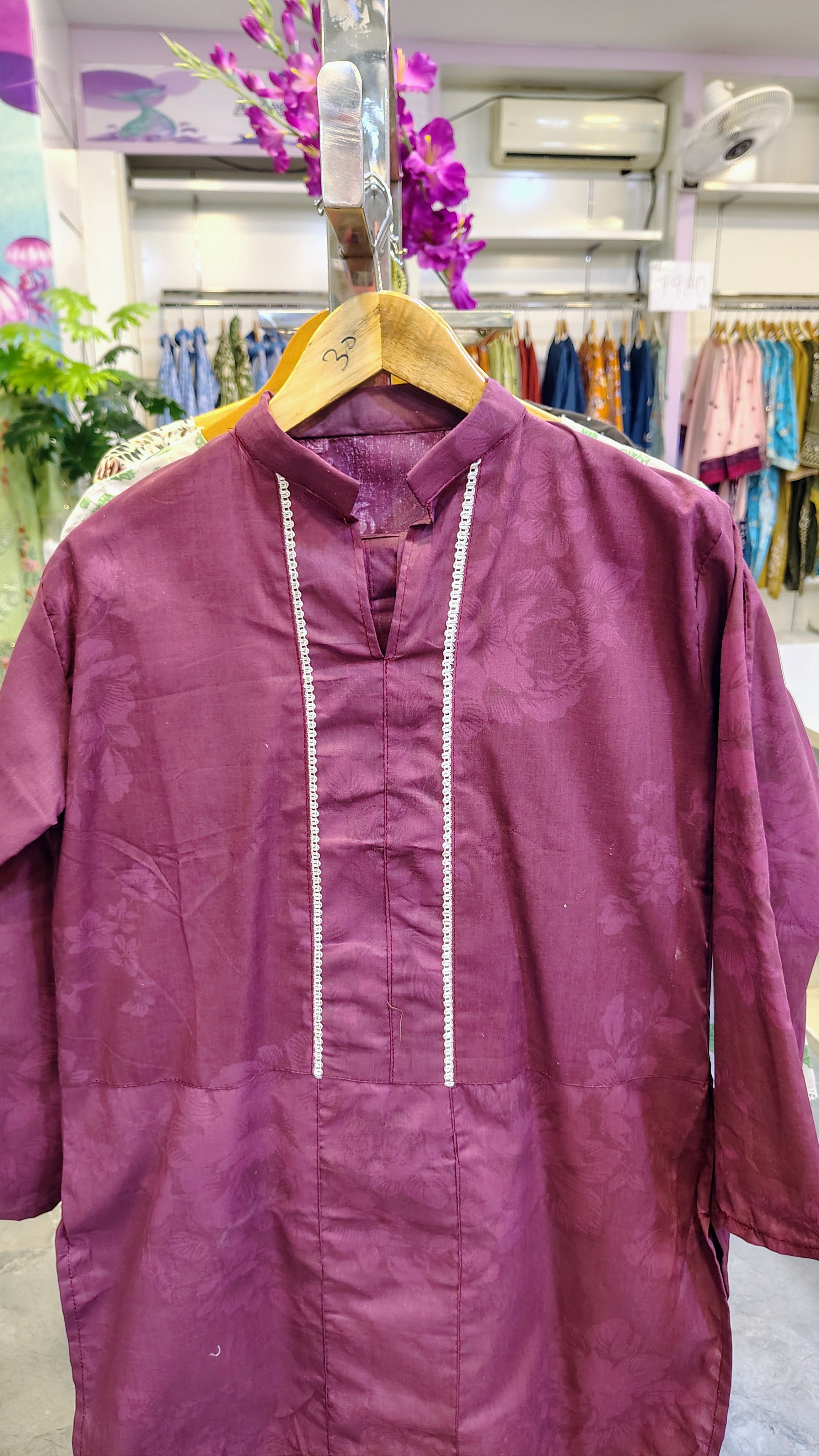 Dark Purple Plain 2-Piece Cotton Suit