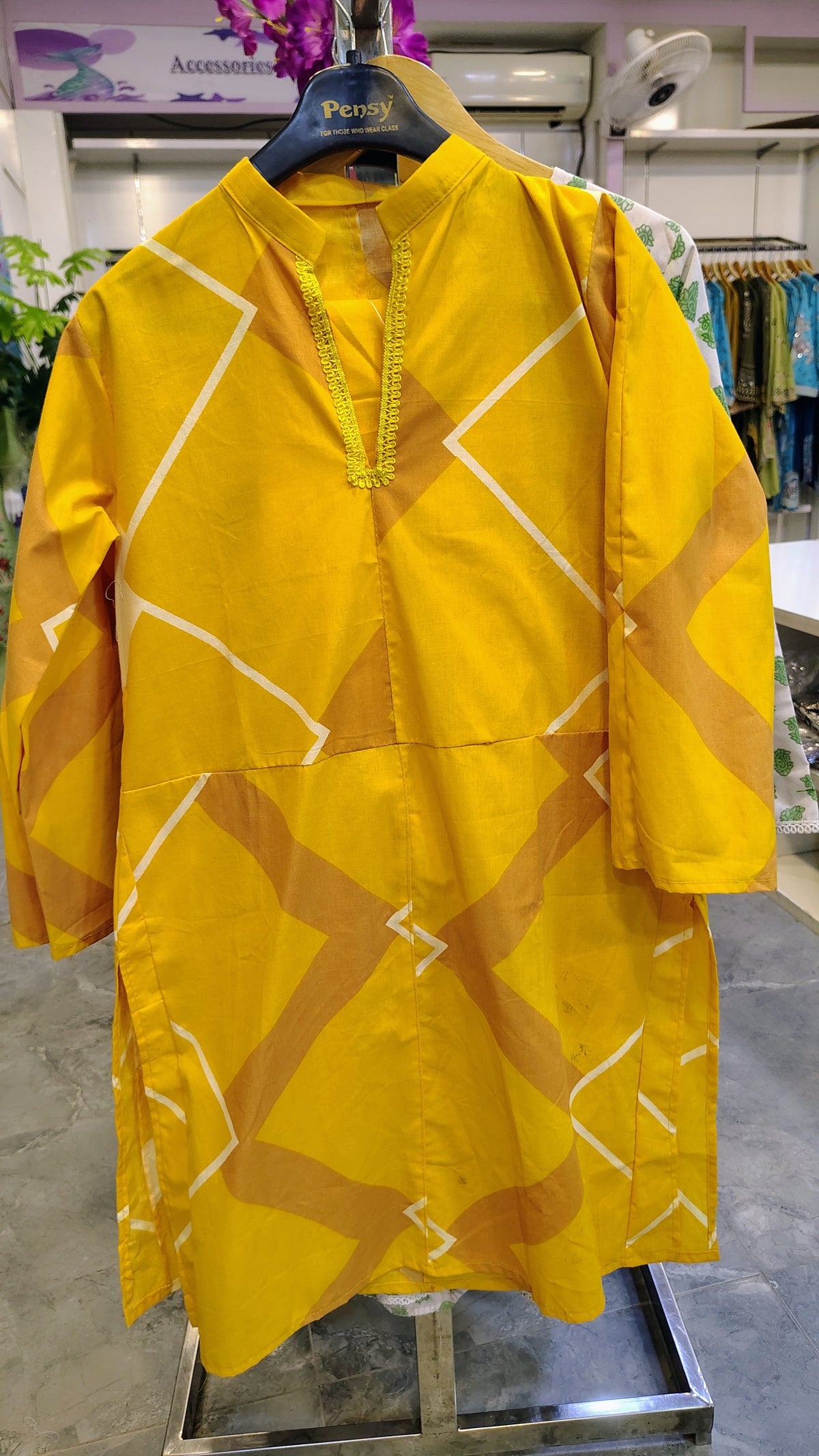 Yellow Plain 2-Piece Cotton Suit